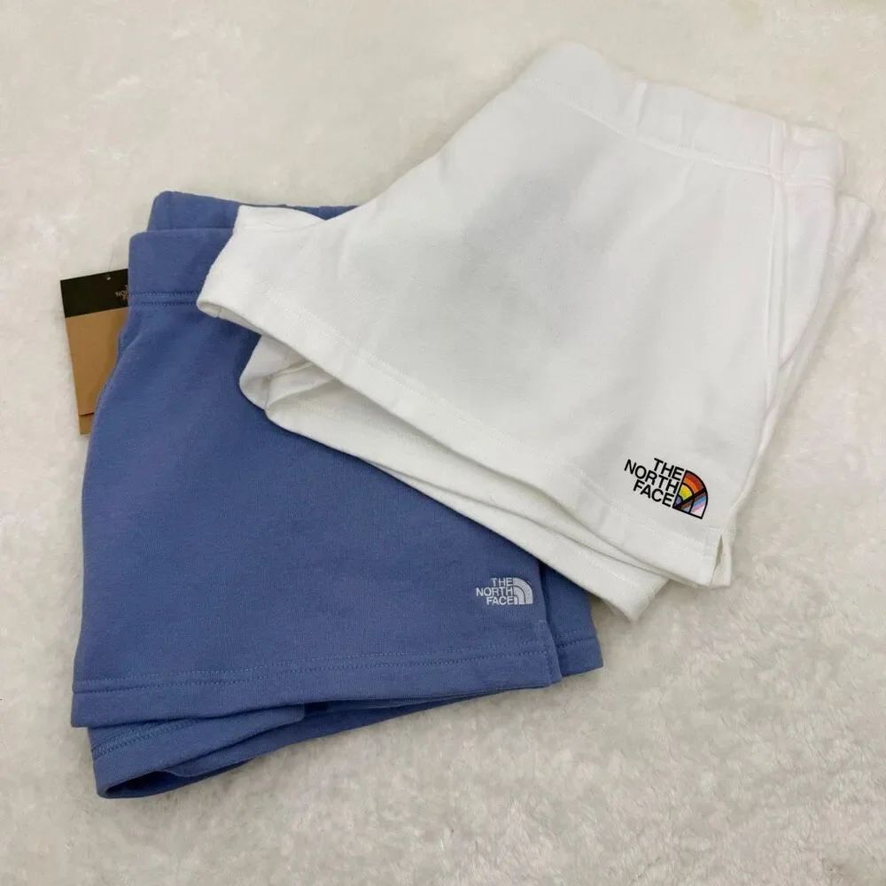 The North Face Lot of 2 Pair Logo Fleece Shorts in Folk Blue and White Pride Fla